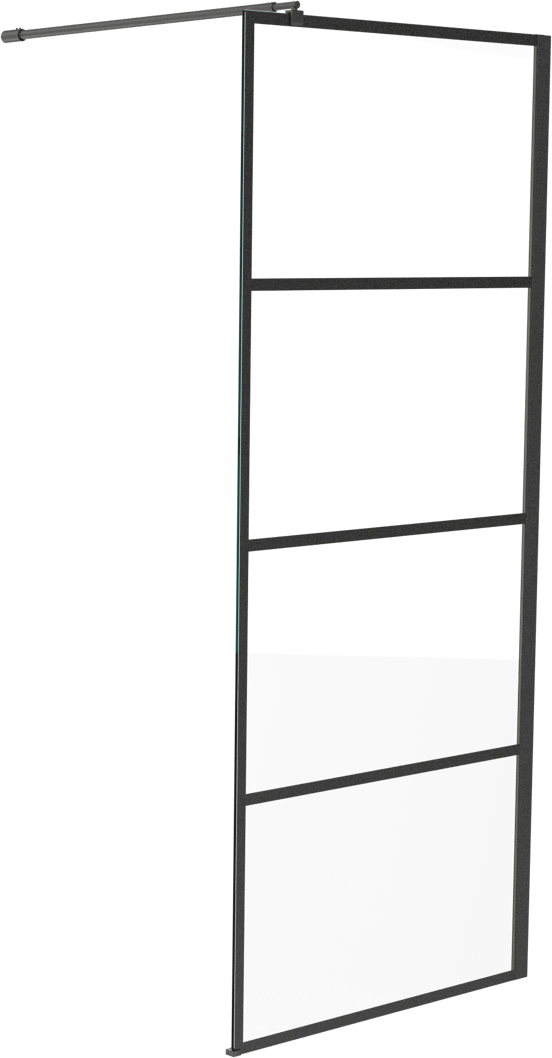 Linie Walk-In inloopdouche 90 x 200 cm stripes glas mat zwart profiel