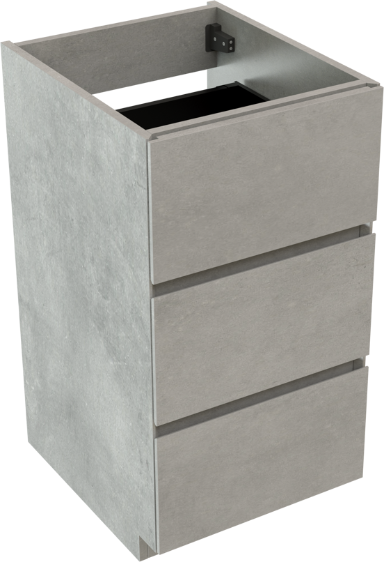 Storke Edge meuble sous-vasque a poser 45 x 52 cm béton gris foncé 3 tiroirs