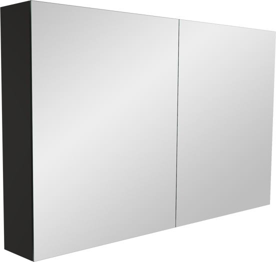 Balmani Mitra Spiegelschrank Bad: 120 x 72 cm, Schwarz matt