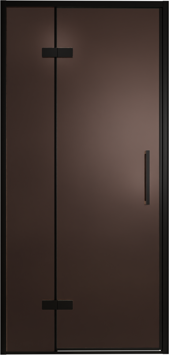 Balmani Senses Design douche draaideur links 100 cm x 210 cm Brons glas, Zwarte profielen