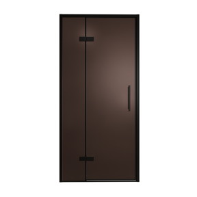 Balmani Senses Design douche draaideur links 100 cm x 210 cm Brons glas, Zwarte profielen