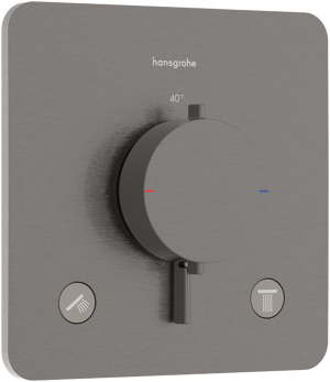 Hansgrohe Ecostat Comfort Q Thermostat-Duscharmatur: Unterputz, für 2 Verbraucher, Brushed Black Chrome