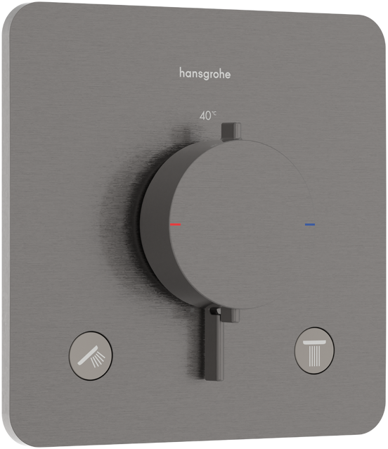 Hansgrohe Ecostat Comfort Q Thermostat-Duscharmatur: Unterputz, für 2 Verbraucher, Brushed Black Chrome