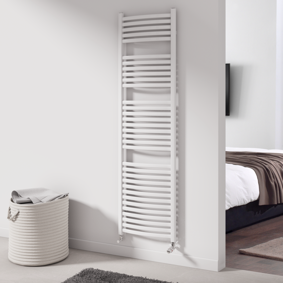 Vipera Kanza Rx sèche-serviettes simple 50 x 180 cm chauffage électrique blanc brillant raccordement latéral 781W, résistance incluse