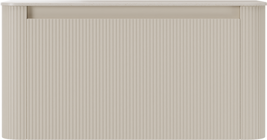 Storke Soft meuble salle de bains suspendu 100 x 46 cm Sand mat avec Tavola Soft tablette simple en Solid Surface beige granite, Nervure droite symétrique verticale