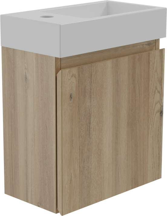 Storke Square Hängend WC-Möbel-Set 40 x 22 cm eiche rauh mit Vida Waschtisch im glänzendes marmorkomposit