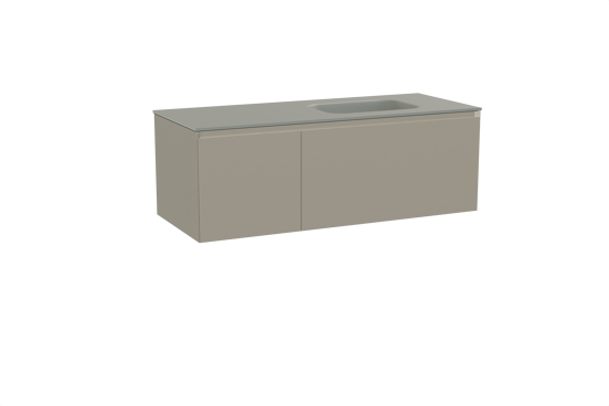 Balmani Idra zwevend badmeubel 135 x 55 cm steengrijs met Tablo Arcato asymmetrisch rechtse wastafel in solid surface steengrijs