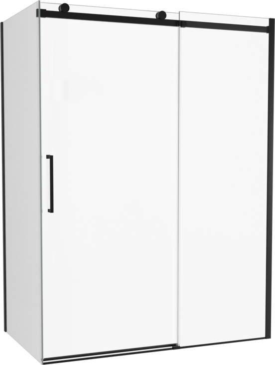 Luca Varess Boltano paroi de douche avec porte coulissante et paroi latérale fixe, 150 x 90 cm, verre transparent, profil noir