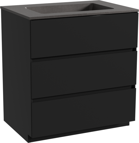 Storke Edge meuble salle de bains à poser 75 x 52 cm noir mat avec Scuro plan simple en quartz noir mat