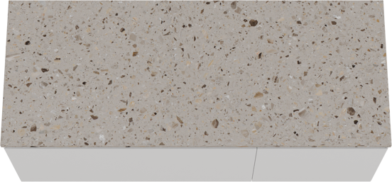 Balmani Idra zwevend badkamermeubel 135 x 55 cm mat wit met Stretto enkel of dubbel tablet in terrazzo greige terrazzo