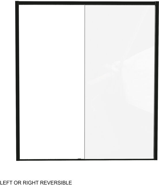 Luca Varess Senses porte coulissante avec panneau fixe + pièce de rechange - pour coin douche - 180 cm verre transparent profil noir mat