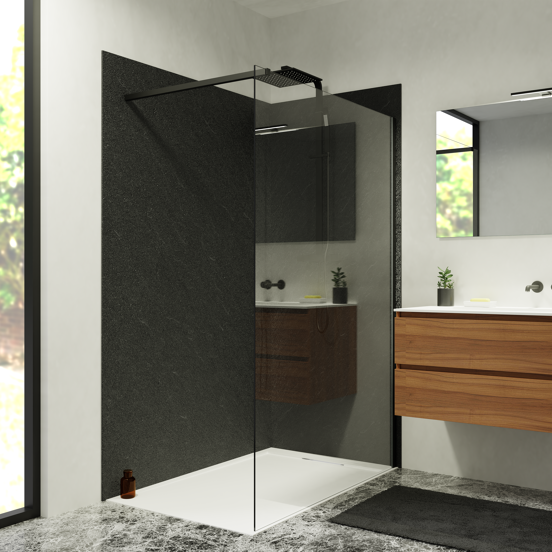 Balmani Zeno panneaux muraux de douche 140 x 80 x 220 cm marbre composite gris graphite texture ardoise