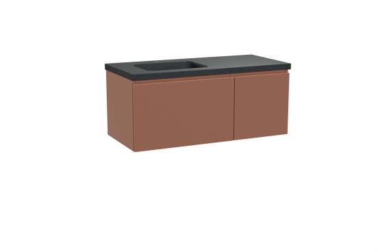 Balmani Sfera meuble salle de bains suspendu 120 x 55 cm cotto avec Napoli plan vasque asymétrique à gauche en granit noir