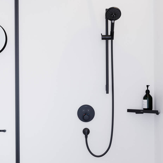 Hansgrohe Showerselect S Thermostat-Duscharmatur: Unterputz, für 2 Verbraucher, Schwarz matt