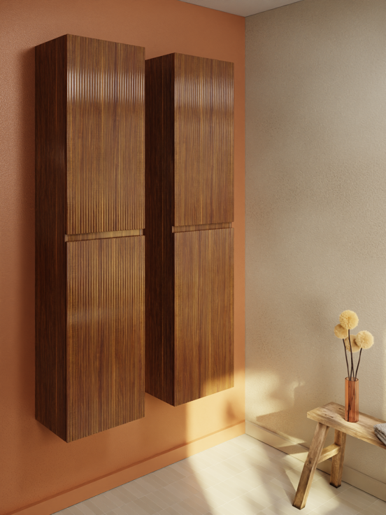 Storke Ribs zwevende badkamerkast notelaar 40 x 30 x 170 cm