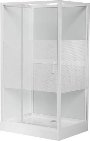 Luca Varess Talan cabine de douche avec portes pivotantes 90 x 120 cm verre transparent avec bande matte à rayures profil blanc brillant