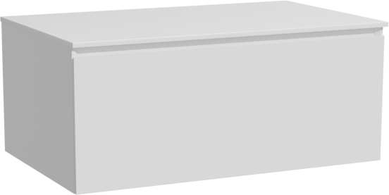 Storke Edge meuble salle de bains suspendu 85 x 52 cm blanc brillant avec Tavola tablette simple en solid surface blanc mat