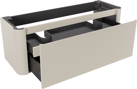 Storke Soft zwevende wastafelonderkast 140 x 46 cm Sand mat 2 lades