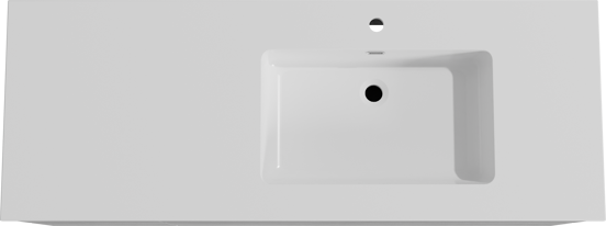 Storke Edge meuble salle de bains suspendu 140 x 52 cm béton gris foncé avec Diva plan vasque asymétrique à droite en marbre composite blanc brillant