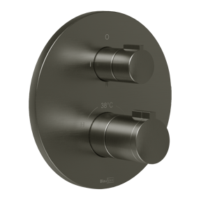 Blaufoss Smartbox Round Thermostat-Duscharmatur: Unterputz, für 2 Verbraucher, Brushed Gunmetal, Einbauelement inklusive