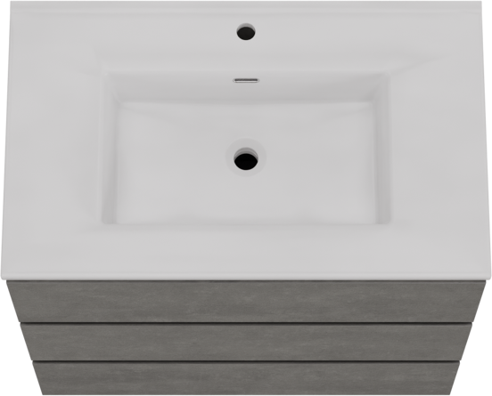 Storke Edge staand badkamermeubel 85 x 52 cm beton donkergrijs met Kera enkele wastafel in porselein glanzend wit
