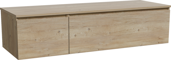Storke Edge zwevend badmeubel 150 x 52 cm ruw eiken met Panton enkel of dubbel wastafelblad in melamine ruw eiken
