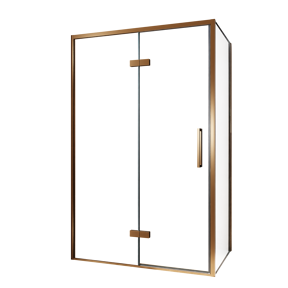 Balmani Senses Design douchehoek met linkse draaideur en vaste zijwand, 120 x 80 cm, Helder glas, Brushed Rosegold profielen