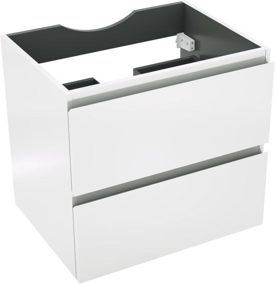 Linie Lado hängender Waschbeckenunterschrank: 60 x 46 cm, Weiß glänzend, 2 Schubladen