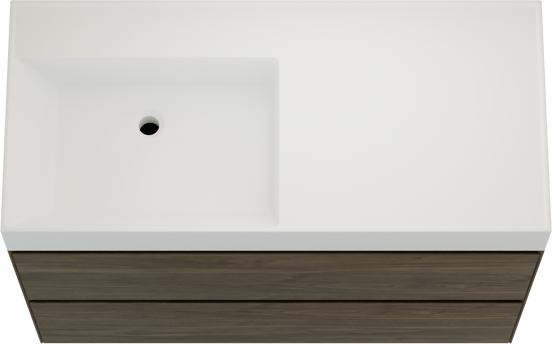 Balmani Mitra Compact meuble salle de bains suspendu 80 x 46 cm chêne sauvage avec Argila vasque asymétrique droite en marbre composite blanc mat