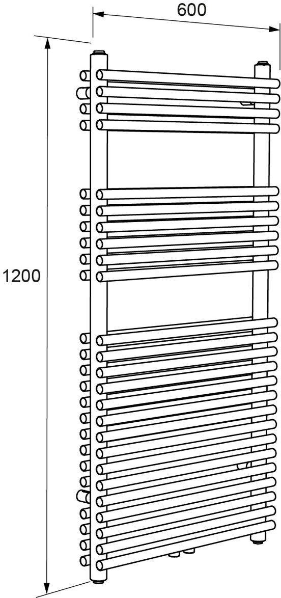 Vipera Alegria dubbele handdoekradiator 60 x 120 cm elektrische verwarming mat zwart zij- en middenaansluiting 1.192W, weerstand inbegrepen
