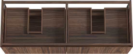 Balmani Idra hängender Waschbeckenunterschrank: 150 x 55 cm, Nussbaum, Furnierholz, 4 Schubladen