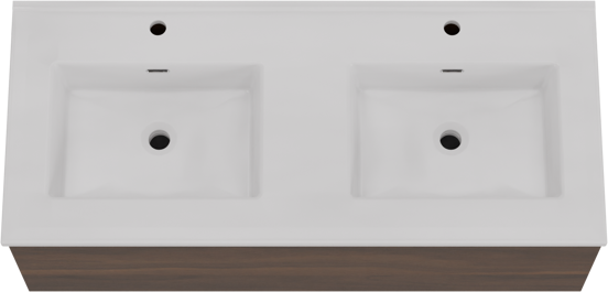 Storke Edge zwevend badkamermeubel 120 x 52 cm notelaar met Kera dubbele wastafel in porselein mat wit