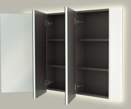 Linie Montro spiegelkast 120 x 75 cm mat wit met spiegelverlichting
