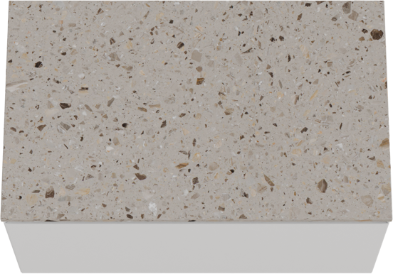 Balmani Idra hängendes Möbelstück Set: 90 x 55 cm, Weiß matt, mit Stretto Einzel Waschtischplatte, Terrazzo in Greige