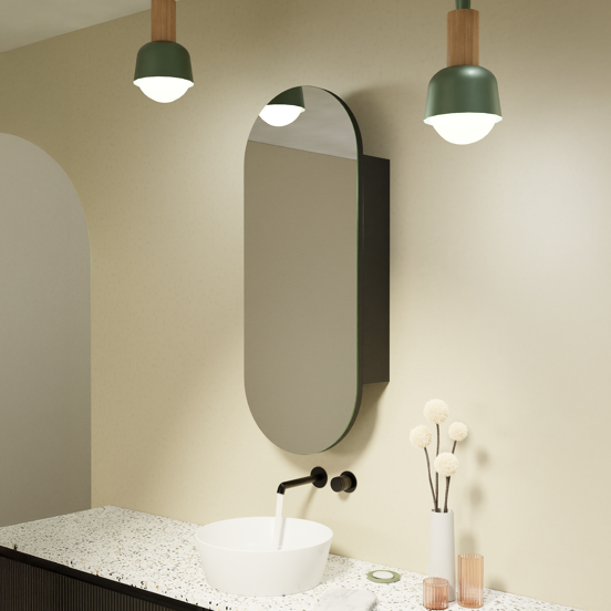 Storke ovale armoire de toilette 100 x 40 cm noir mat