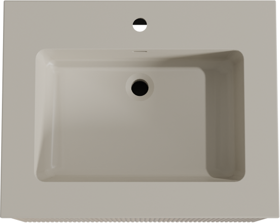 Storke Ribs zwevend badkamermeubel 65 x 52 cm ruwe eik met Diva enkele wastafel in top solid zijdegrijs, Verticale symmetrische rechte ribbel