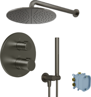 Blaufoss Smartbox Round inbouw regendoucheset thermostatische kraan Brushed GunMetal