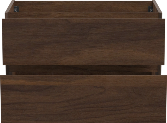 Storke Edge zwevende wastafelonderkast 85 x 52 cm notenhout 2 lades