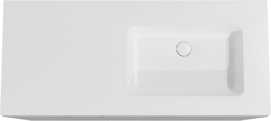 Storke Edge meuble salle de bains à poser 120 x 52 cm béton gris foncé avec Mata plan vasque asymétrique à droite en solid surface blanc mat