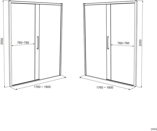 Luca Varess Senses douche schuifdeur 180 x 200 cm helder glas mat zwart profiel