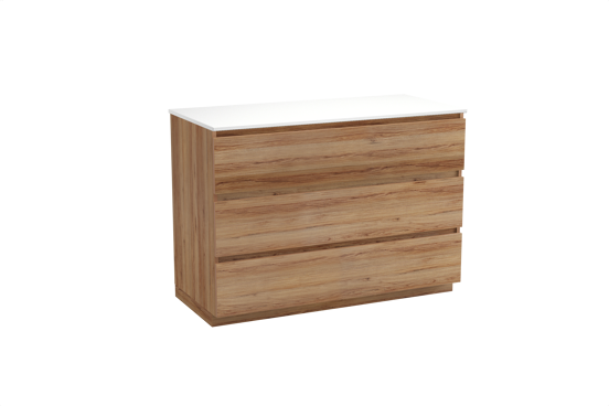 Balmani Lucida meuble salle de bains à poser 120 x 55 cm teck avec Stretto tablette simple ou double en solid surface blanc mat