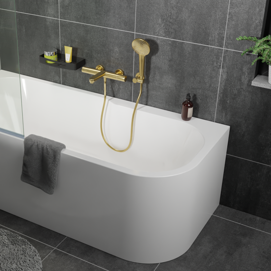 Blaufoss Round set douchette 3 fonctions de jet Brushed Gold