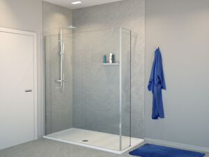 Balmani Modular inloopdouche met vaste zijwand 180 x 200 cm helder glas glanzend chroom profiel