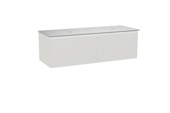 Balmani Idra meuble salle de bains suspendu 150 x 55 cm blanc mat avec Facetta tablette double en solid surface blanc mat