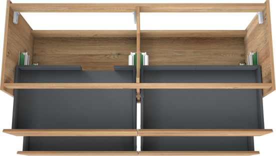 Storke Seda meuble sous-vasque suspendu 150 x 52 cm chêne brut 4 tiroirs