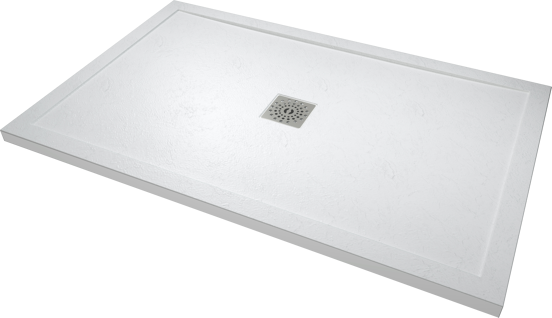 Linie Lido receveur de douche 140 x 90 cm marbre composite blanc mat texture ardoise