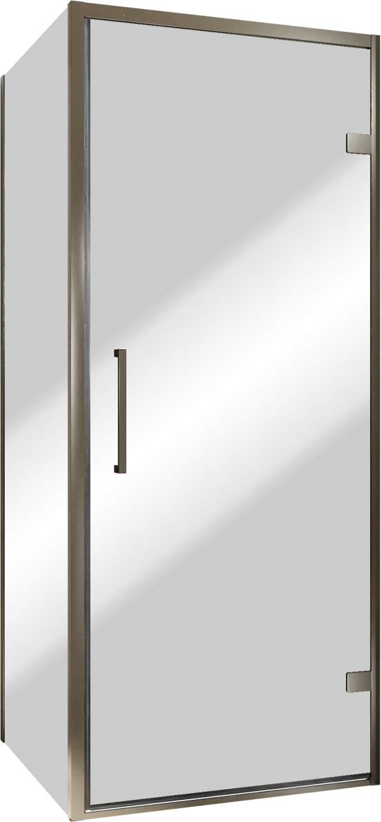 Balmani Senses Design douche en coin avec porte pivotante à droite et paroi latérale fixe, 90 x 80 cm, Miroir Reflex, Profil Brushed GunMetal, coating inclus
