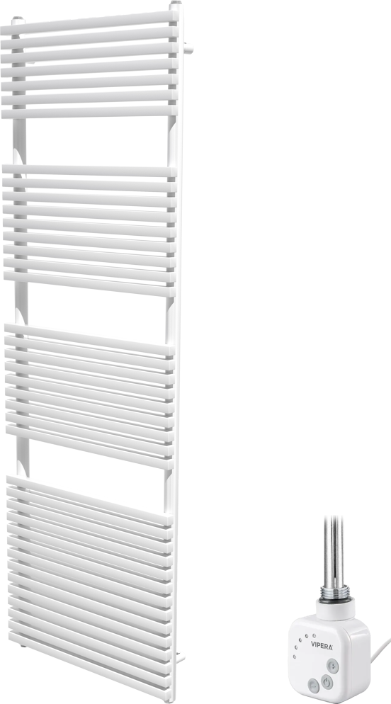Vipera Vesuvio sèche-serviettes Simple 60 x 180 cm chauffage électrique blanc mat raccordement latéral et central possible 1173W, résistance incluse