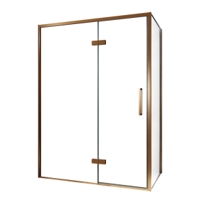 Balmani Senses Design douchehoek met linkse draaideur en vaste zijwand, 140 x 80 cm, Helder glas, Brushed Rosegold profielen