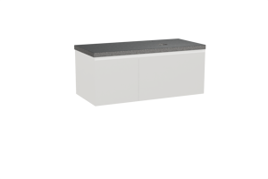 Balmani Idra meuble salle de bains suspendu 120 x 55 cm blanc mat avec Rock plan vasque asymétrique à droite en granit noir